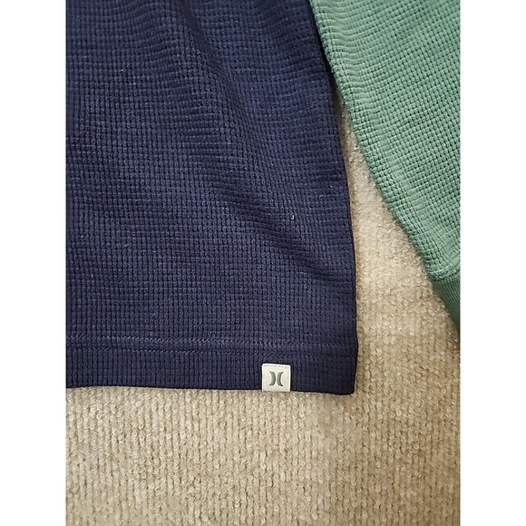 Hurley Logo Graphic Tee Shirt Mens XXL Green Blue Waffle Knit Thermal NEW - Picture 5 of 11